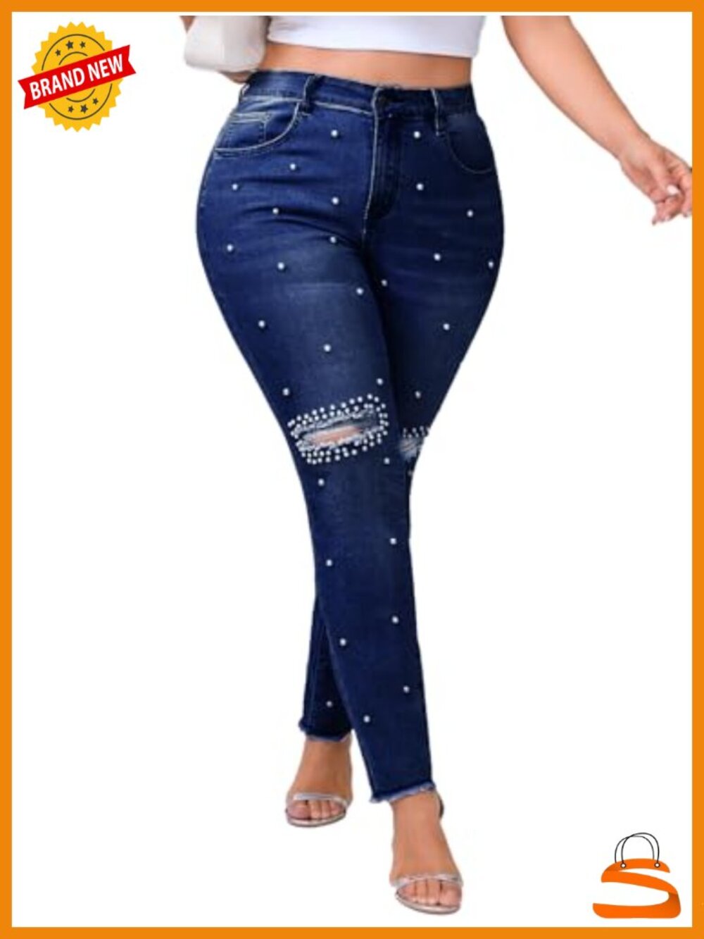 Pearl Embellished Skinny Jeans for Women